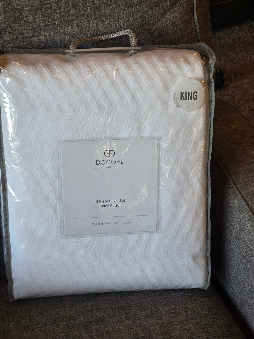 Docofil King Bed 3pc Duvet Set 100% Cotton by Docofil / Portugal White